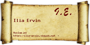 Ilia Ervin névjegykártya